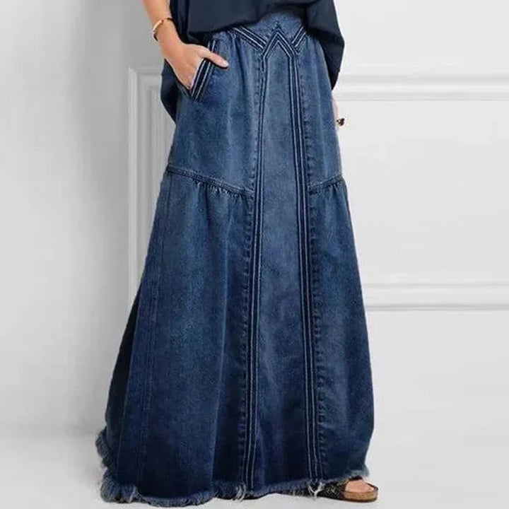 Brooklyn | Bohemian Denim Maxi Skirt