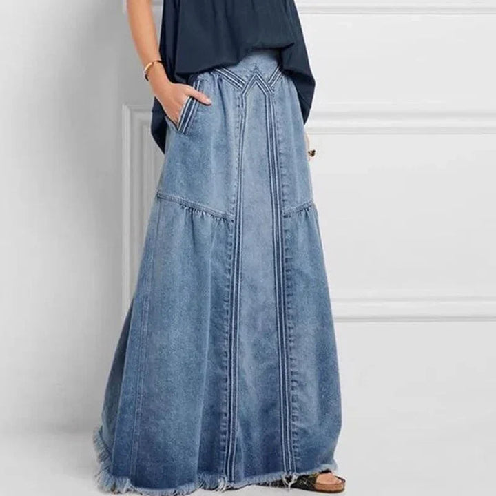 Brooklyn | Bohemian Denim Maxi Skirt