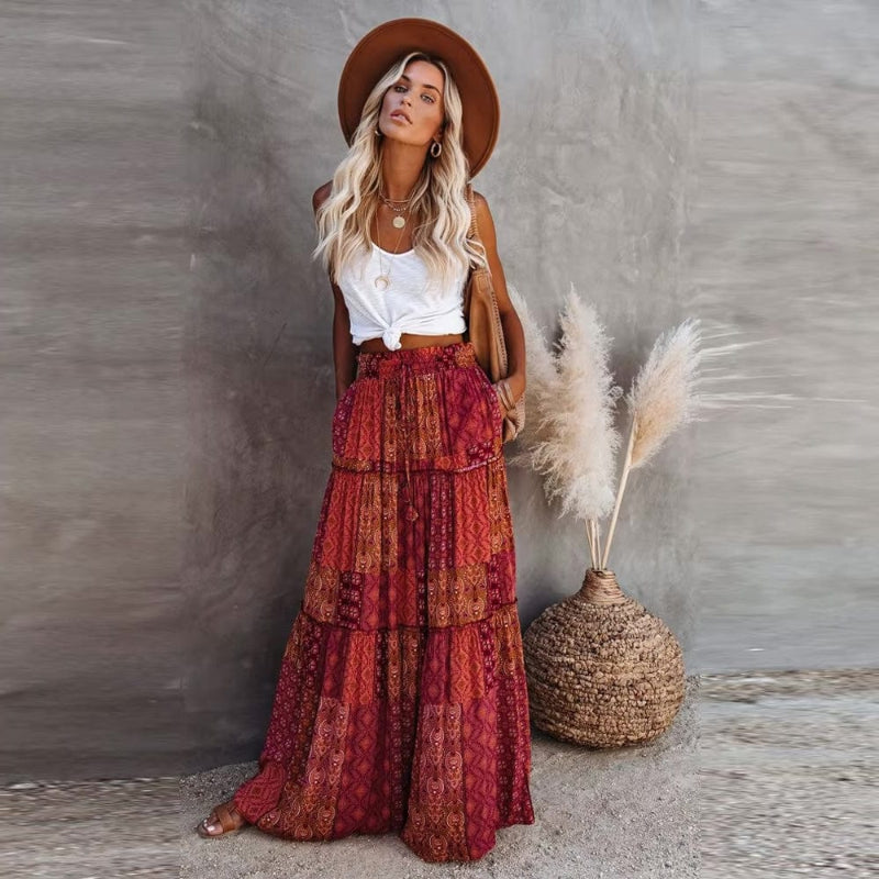 Paisley | Floral Print Maxi Skirt