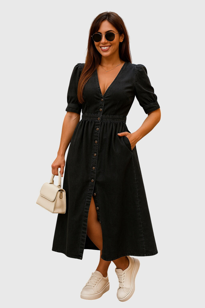 Jacqueline™ | Elegant Denim Midi Dress