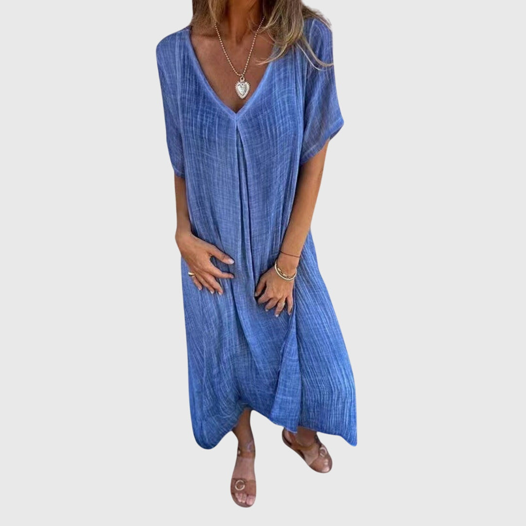 Fiona™ | Elegant Lightweight V-Neck Midi Dress