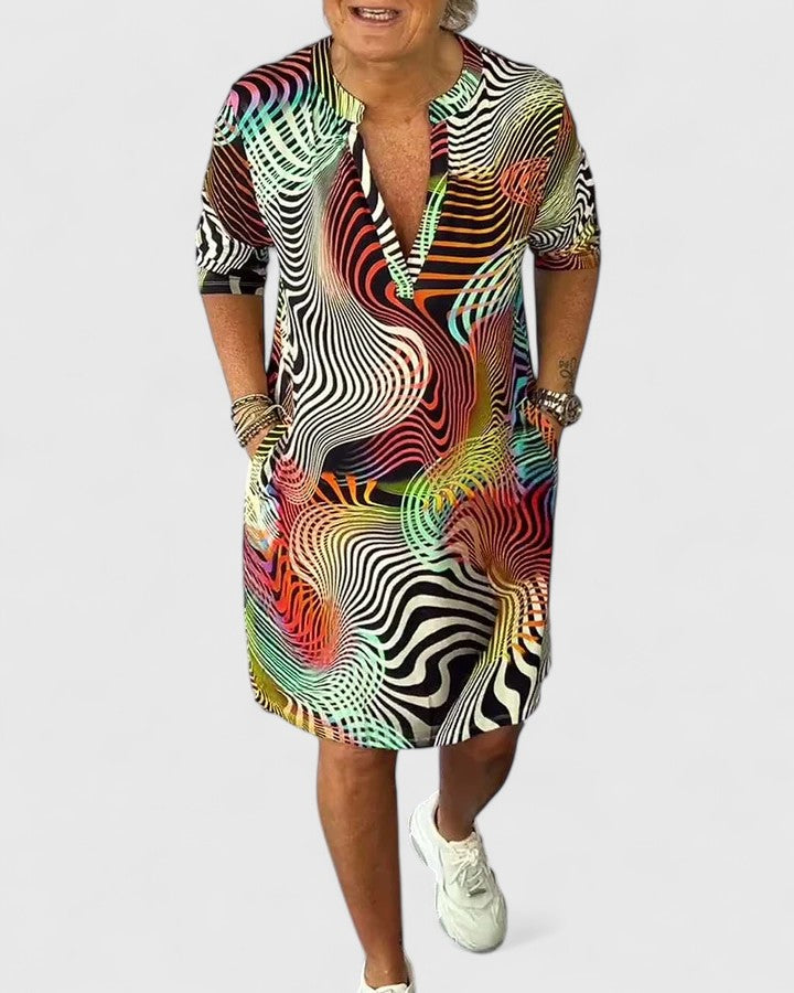 Helina™ | Sophisticated V-Neck Midi Dress