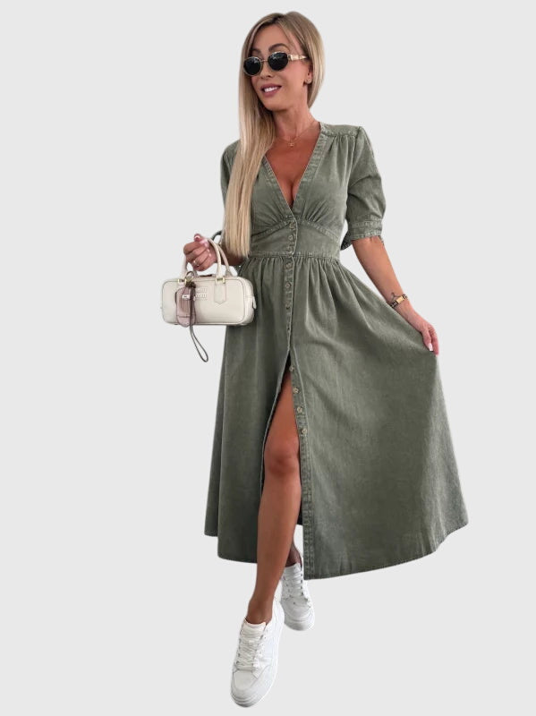 Sophia™ | Elegant Denim Shirt Dress
