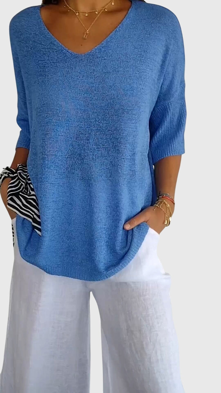 Cassandra™ | Elegant V-Neck Slim Fit Top