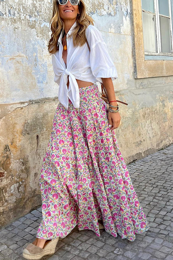 Jennifer | Floral Smocked Waist Maxi Dress for a Paradise Plan