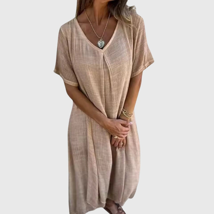 Fiona™ | Elegant Lightweight V-Neck Midi Dress