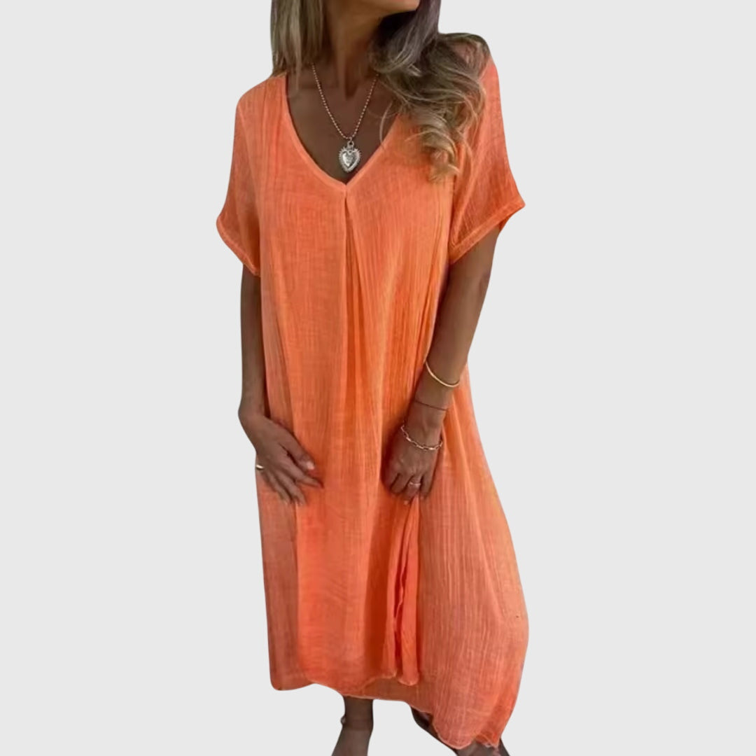 Fiona™ | Elegant Lightweight V-Neck Midi Dress