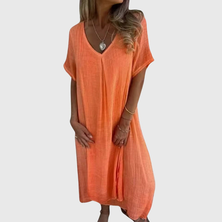 Fiona™ | Elegant Lightweight V-Neck Midi Dress
