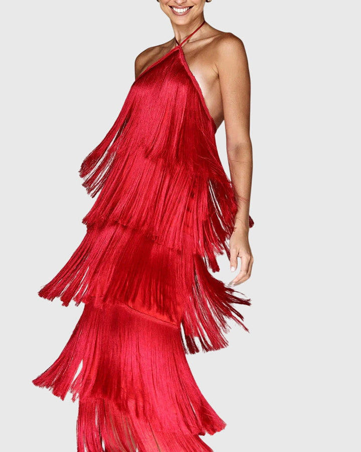 Artiselle™ | Elegant Tassel Detail Midi Dress