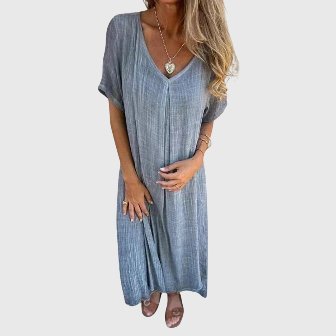 Fiona™ | Elegant Lightweight V-Neck Midi Dress