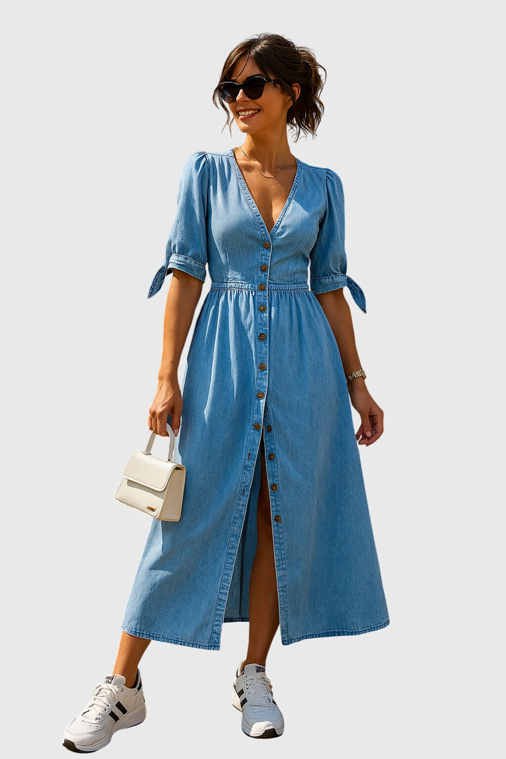 Jacqueline™ | Elegant Denim Midi Dress