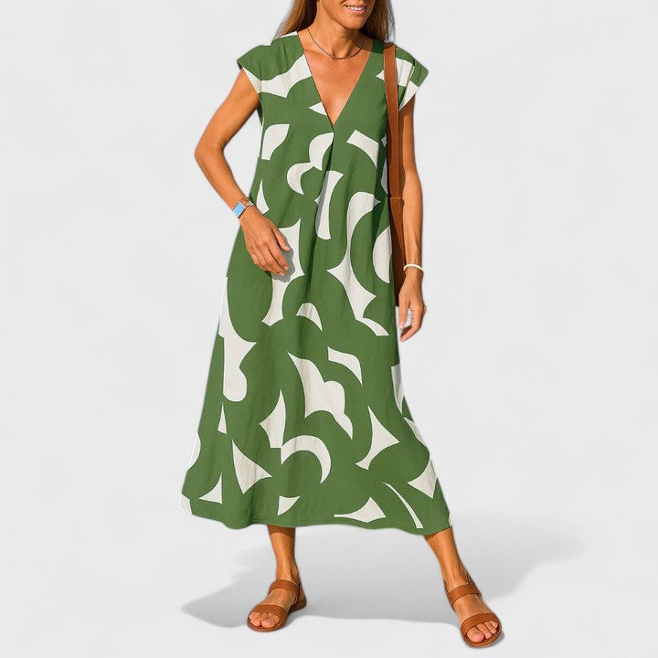Valery™ | Flowing V-Neck Maxi Dress