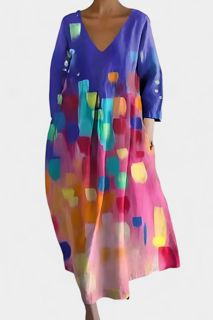 Isalinde | Relaxed V-Neck Midi Dress