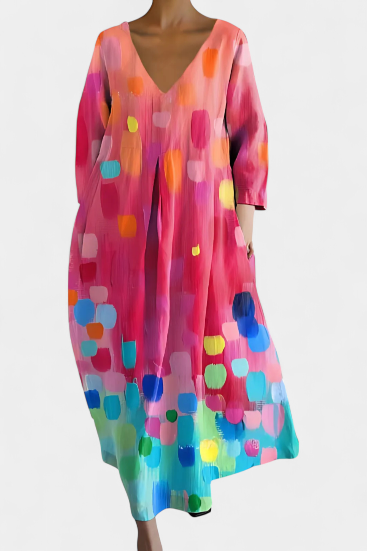 Isalinde | Relaxed V-Neck Midi Dress