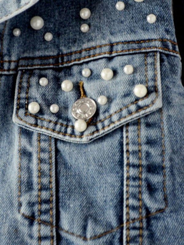 Hazel | Pearl Detail Denim Jacket