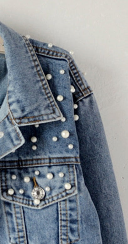 Hazel | Pearl Detail Denim Jacket