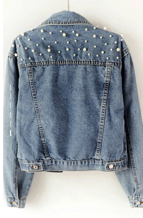Hazel | Pearl Detail Denim Jacket