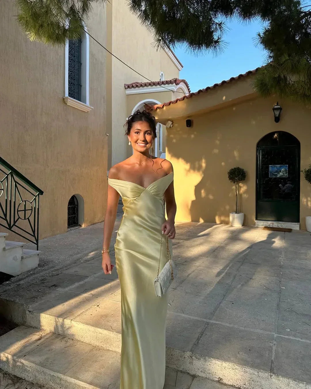 Daphne | Off-Shoulder Yellow Wedding Guest Dress