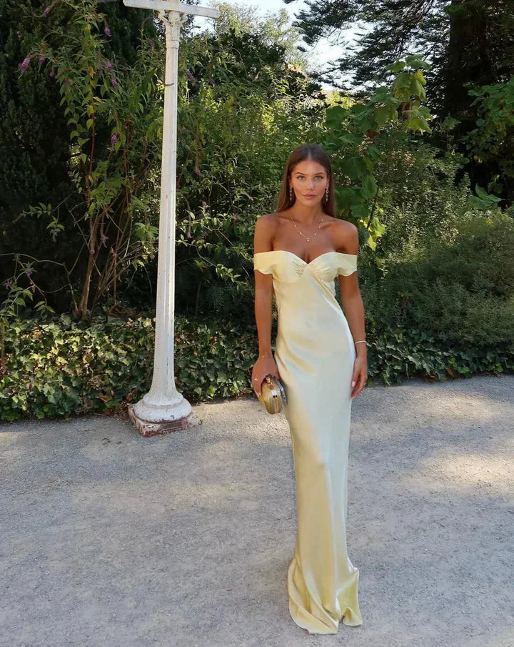 Daphne | Off-Shoulder Yellow Wedding Guest Dress