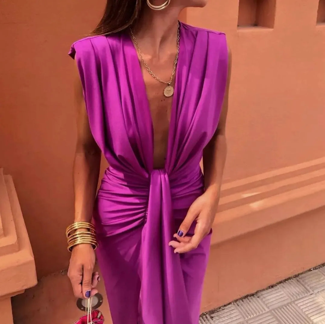 Amelia | Pleated Midi Wedding Guest Dress
