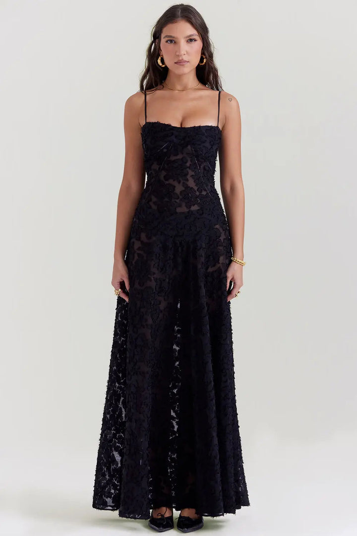 Gretchen | Open-Back Maxi Wedding Guest Dress