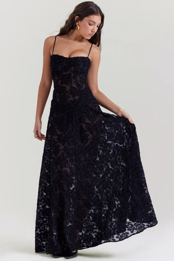 Gretchen | Open-Back Maxi Wedding Guest Dress