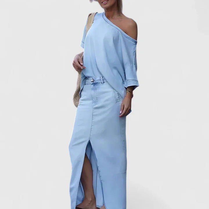 Averlynn | Elegant Two-Piece Maxi Skirt Set