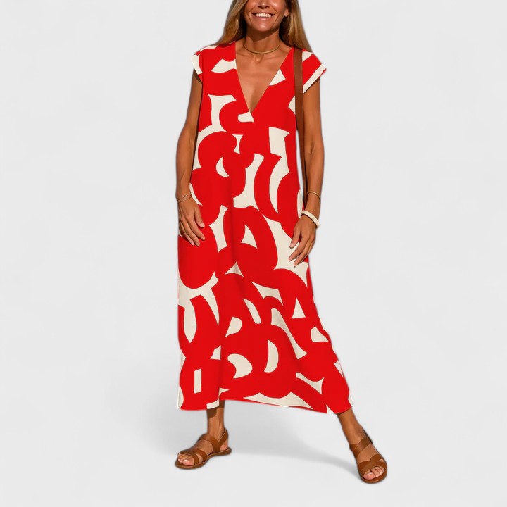 Valery™ | Flowing V-Neck Maxi Dress